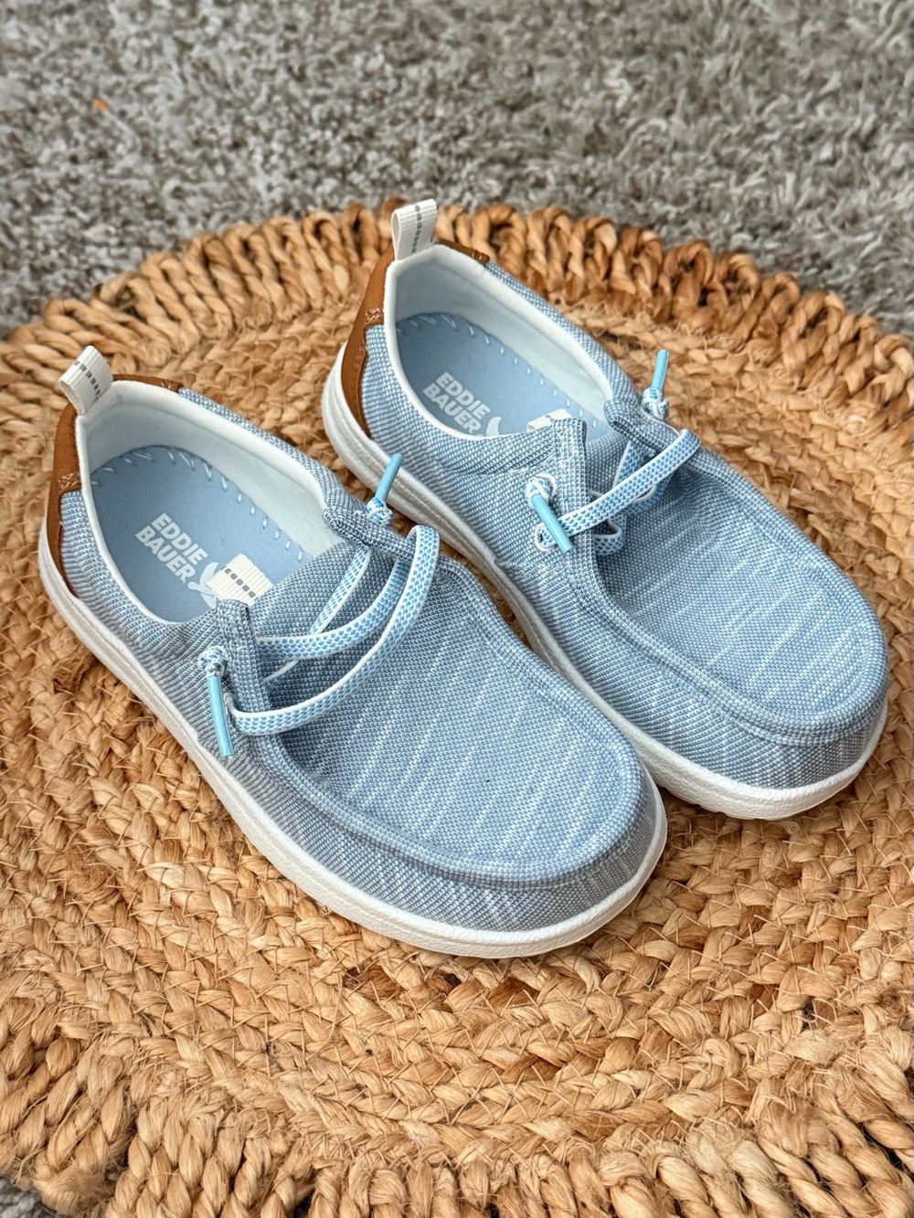 Eddie Bauer Light Blue Canvas Slip-On Boat Shoes